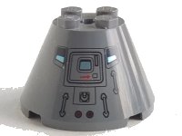 LEGO part Cone 4 x 4 x 2 with Axle Hole with Hatches and Handles Pattern 3943bpb06