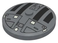 LEGO part Dish 4 x 4 Inverted (Radar) with Solid Stud with Star Wars TIE Hatch Black and White Pattern 3960px4