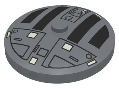 LEGO onderdeel Dish 4 x 4 Inverted (Radar) with Solid Stud with Star Wars TIE Hatch Black and White Pattern (3960px4)