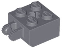 LEGO part Hinge Brick 2 x 2 Locking with 2 Fingers Vertical and Axle Hole, 9 Teeth 40902