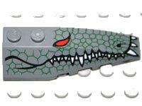 LEGO part Wedge 6 x 2 Right with Reptile Skin, Red Eye, White Teeth Pattern 41747pb019