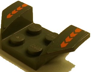 LEGO part Vehicle, Mudguard 2 x 4 with Flared Wings with Orange Chevrons Pattern (Stickers) - Set 8154 (41854pb18)