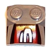 LEGO part Slope, Curved 2 x 2 x 2/3 with 2 Studs and Curved Sides, Lip End with Silver/Black/Red Number 3 Right Half Pattern 41855pb10