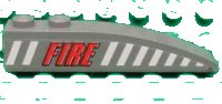 LEGO part Slope, Curved 6 x 1 with Red 'FIRE' and White Stripes Pattern Model Left Side (Sticker) - Set 7043 42022pb22L