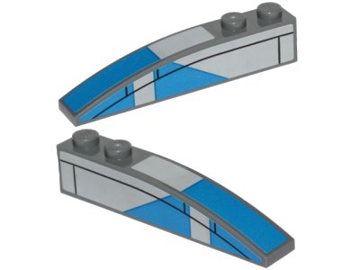 LEGO onderdeel Slope, Curved 6 x 1 with Blue Markings Pattern on Both Sides (Stickers) - Set 75280 (42022pb42)