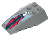 LEGO onderdeel Wedge 6 x 4 Triple Curved with Red Arrows, Blue Stripe and White Triangles Pattern (Sticker) - Set 75041 43712pb047