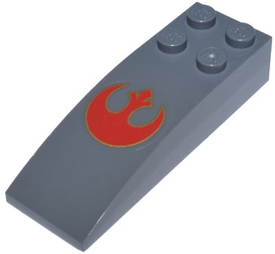LEGO onderdeel Slope, Curved 6 x 2 with Red SW Rebel Alliance Symbol Pattern (Sticker) - Set 7668 (44126pb002)
