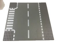 LEGO part Baseplate, Road 32 x 32 6-Stud T Intersection with White Dashed Lines and Crosswalk Pattern 44341px2