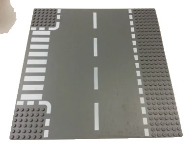 LEGO onderdeel Baseplate, Road 32 x 32 6-Stud T Intersection with White Dashed Lines and Crosswalk Pattern (44341px2)