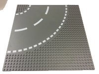 LEGO part Baseplate, Road 32 x 32 6-Stud Curve with White Dashed Lines Pattern 44342px2