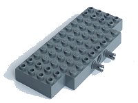 LEGO part Brick, Modified 5 x 12 with 1 x 2 Cutouts and 3 Holes on Side with 2 Fixed Rotatable Friction Pins (45403 / bb1241) 45403c01