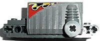 LEGO onderdeel Pullback Motor 9 x 4 x 2 2/3 with Flame and Checkered Pattern on Both Sides (Stickers) - Set 8648 47715c01pb01