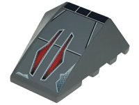 LEGO onderdeel Wedge 4 x 4 Triple Curved No Studs with Two Red Arrows on Dark Bluish Gray Background Pattern (Sticker) - Sets 7256 / 7283 47753pb005