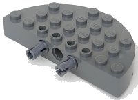 LEGO part Brick, Round Corner 4 x 8 Full Brick Double with 2 Fixed Rotatable Friction Pins 47974c01