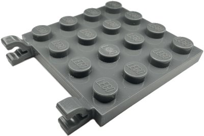 LEGO part Plate, Modified 4 x 4 with 2 Clips (Horizontal Grip) (47998)