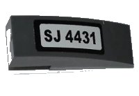 LEGO part Slope, Curved 3 x 1 with 'SJ 4431' on White Background Pattern (Sticker) - Set 4431 50950pb046