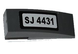 LEGO onderdeel Slope, Curved 3 x 1 with 'SJ 4431' on White Background Pattern (Sticker) - Set 4431 (50950pb046)