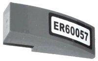 LEGO part Slope, Curved 3 x 1 with 'ER60057' on White Background Pattern (Sticker) - Set 60057 50950pb073