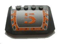 LEGO part Wedge 4 x 6 x 2/3 Triple Curved with Orange '5' Pattern (Sticker) - Set 8137 52031pb016