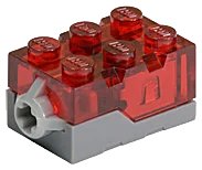LEGO part Light Brick 2 x 3 x 1 1/3 with Dark Bluish Gray Base [Red LED] 54869