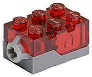 LEGO part Electric, Light Brick 2 x 3 x 1 1/3 with Trans-Red Top and Red LED Light (54930c01)