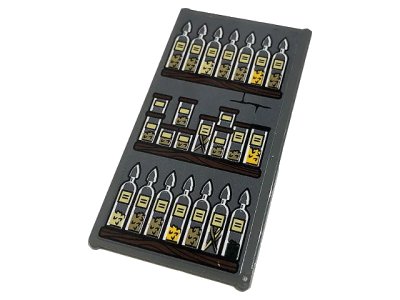 LEGO onderdeel Glass for Window 1 x 4 x 6 with Wooden Shelves, Bottles and Jars Pattern (Sticker) - Set 76383 (57895pb081)