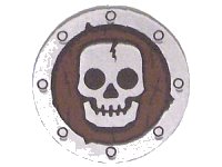 LEGO onderdeel Minifigure, Shield Circular Flat Face with Skull Pattern 59231pb01