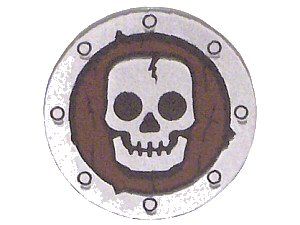 LEGO onderdeel Minifigure, Shield Circular Flat Face with Skull Pattern (59231pb01)