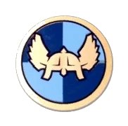 LEGO onderdeel Minifigure, Shield Circular Flat Face with Winged Helmet on Dark Blue and Medium Blue Quarters Background Pattern (59231pb02)