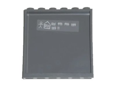 LEGO onderdeel Panel 1 x 6 x 5 with Stick Figure, House, and Tally Marks on Inside Pattern (Sticker) - Set 7744 (59349pb008)