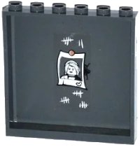 LEGO part Panel 1 x 6 x 5 with Tally Marks, Crack, and Pinned Female Minifigure Photo with Heart Pattern on Inside (Sticker) - Set 60130 59349pb105