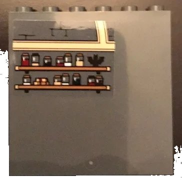 LEGO onderdeel Panel 1 x 6 x 5 with Bat, Jars and Books on Shelves Pattern (Sticker) - Set 71043 (59349pb164)