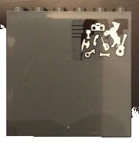 LEGO part Panel 1 x 6 x 5 with Horse, Guitar, Key, Bone, Axe and Phone Pattern (Sticker) - Set 71043 59349pb166