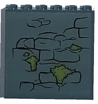 LEGO onderdeel Panel 1 x 6 x 5 with Stone Wall and Green Moss Pattern (Sticker) - Set 75947 (59349pb260)