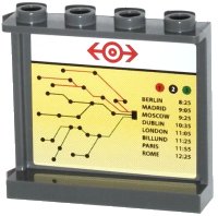 LEGO onderdeel Panel 1 x 4 x 3 with Side Supports - Hollow Studs with Train Map and Schedule on Light Orange Background Pattern on Inside (Sticker) - Set 60050 60581pb042
