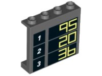 LEGO onderdeel Panel 1 x 4 x 3 with Side Supports - Hollow Studs with '1 95', '2 20' and '3 36' Pattern 60581pb081