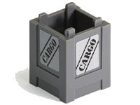 LEGO part Container, Box 2 x 2 x 2 - Top Opening with Black 'CARGO' Pattern on All Sides (Stickers) - Set 7733 61780pb002