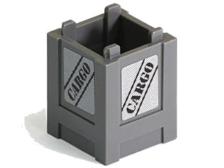 LEGO onderdeel Container, Box 2 x 2 x 2 - Top Opening with Black 'CARGO' Pattern on All Sides (Stickers) - Set 7733 (61780pb002)