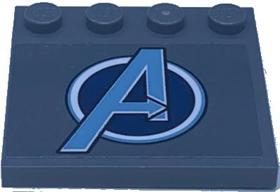 LEGO onderdeel Tile, Modified 4 x 4 with Studs on Edge with Metallic Light Blue Avengers Logo Pattern (Sticker) - Set 76131 (6179pb213)
