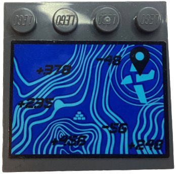 LEGO onderdeel Tile, Modified 4 x 4 with Studs on Edge with Blue Altitude Profile with Black Italic Font Numbers and Plane Position Marker Pattern (Sticker) - Set 60160 (6179pb247)