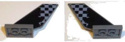 LEGO onderdeel Tail Shuttle with Light Bluish Gray Checkered Pattern on Both Sides (Stickers) - Set 42002 (6239pb064)