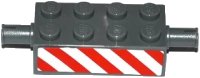 LEGO part Brick, Modified 2 x 4 with Pins with Red and White Danger Stripes Pattern (Sticker) - Set 60080 6249pb001
