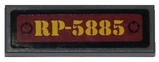 LEGO part Tile 1 x 3 with 'RP-5885' Pattern (Sticker) - Set 5885 (63864pb047)