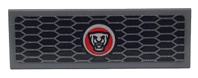LEGO part Tile 1 x 3 with Silver Grille and Jaguar Logo Pattern (Sticker) - Set 76898 (63864pb117)