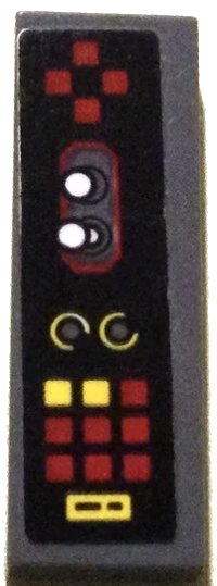 LEGO onderdeel Tile 1 x 3 with Control Panel with Joysticks, Red and Yellow Buttons and Dials Pattern Model Right Side (Sticker) - Set 70916 63864pb244R