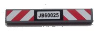 LEGO part Tile 1 x 6 with Black 'JB60025' and Red and White Danger Stripes Pattern (Sticker) - Set 60025 6636pb081