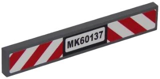 LEGO onderdeel Tile 1 x 6 with Red and White Danger Stripes and 'MK60137' Pattern (Sticker) - Set 60137 (6636pb144)