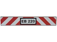 LEGO onderdeel Tile 1 x 6 with 'EB 220' and Red and White Danger Stripes Pattern 6636pb175