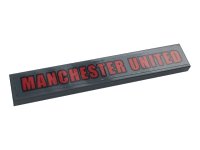 LEGO part Tile 1 x 6 with Red 'MANCHESTER UNITED' on Dark Bluish Gray Background Pattern (Sticker) - Set 10272 6636pb265