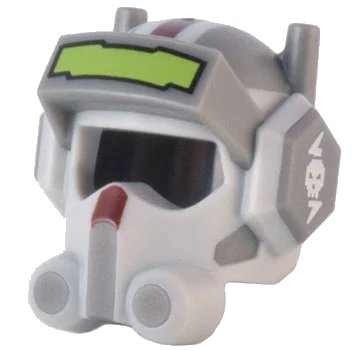 LEGO onderdeel Minifigure, Headgear Helmet SW Raised Visor, Antennas, and Ear Covers with Molded Light Bluish Gray Front and Sides, Lime Eyepiece, Dark Red Stripe, and White Skull Pattern (68614pb01)